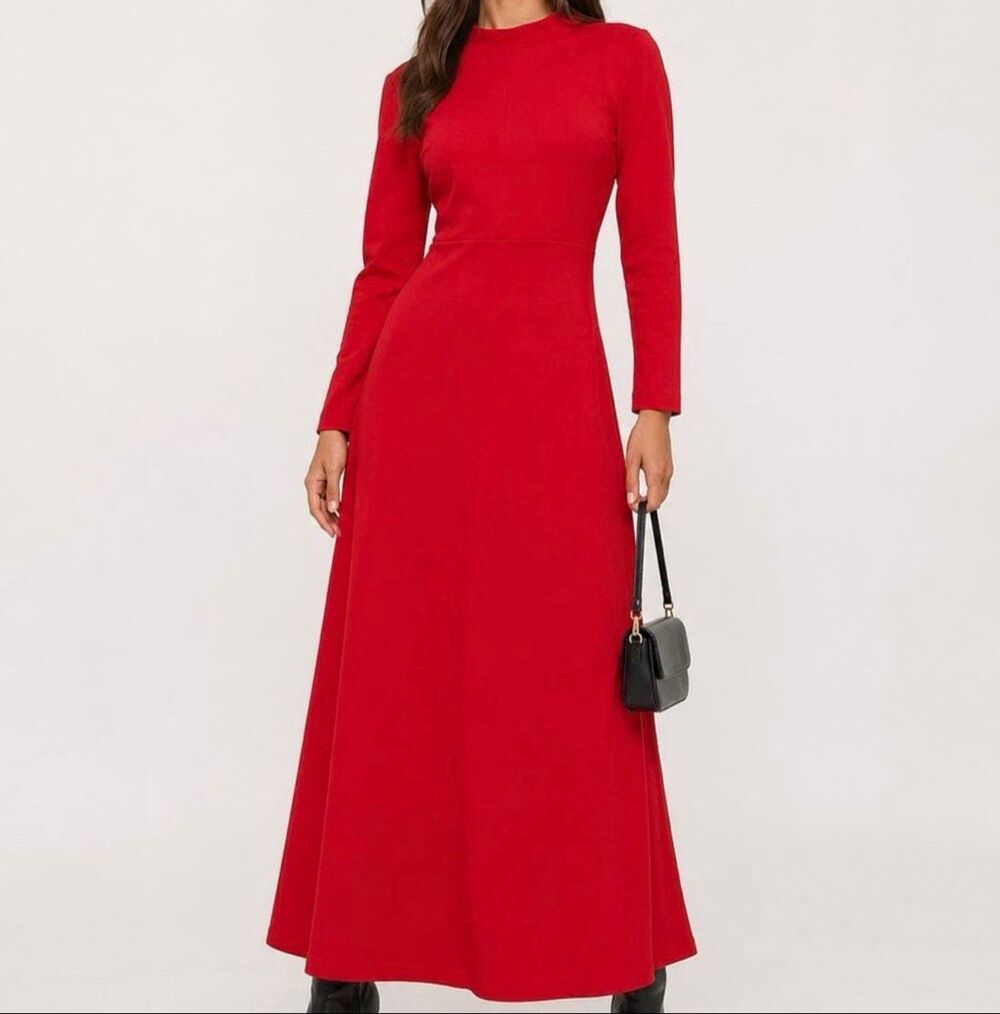 Bryn Walker Red Organic Cotton Long Sleeve Maxi Dress Women’s XS Made in USA NWT